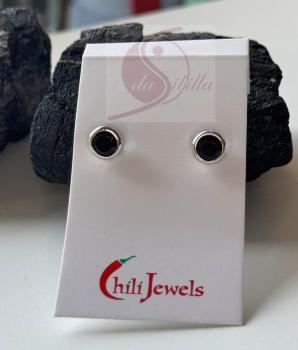 Ohrstecker Schörl – Facettierter schwarzer Turmalin (6mm) in rhodiniertem Silber
